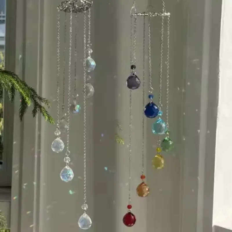 Tree of Life Sun Catcher, Seven-Color Ab Lantern Crystal Decorative Hanging Wind Chime, Home & Garden Outdoor Decoration Rainbow Maker, Unique Gift Idea, Hanging Ornaments