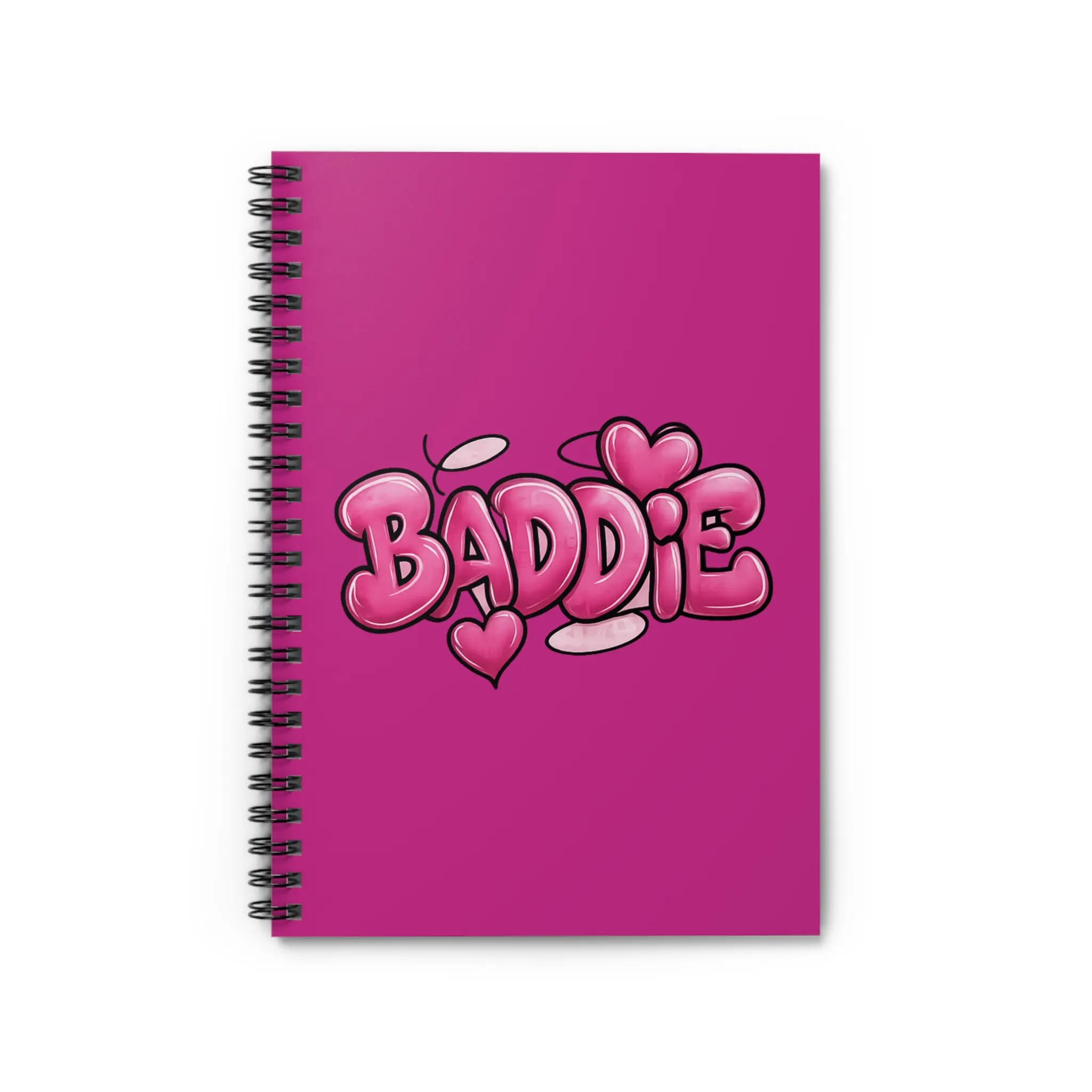 Baddie Heart Graffiti Spiral Notebook | Pink Ruled Journal