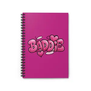 Baddie Heart Graffiti Spiral Notebook | Pink Ruled Journal