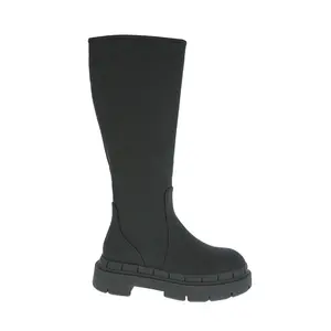 【FIRE-2】Women's Mid- Calf Platform side zipper Chunky High Fashion Comfy Rain Boots Walking Shoes Footwear Girl Comfort Pu Bridal Orthotic Arch Shoe Flatform Bota