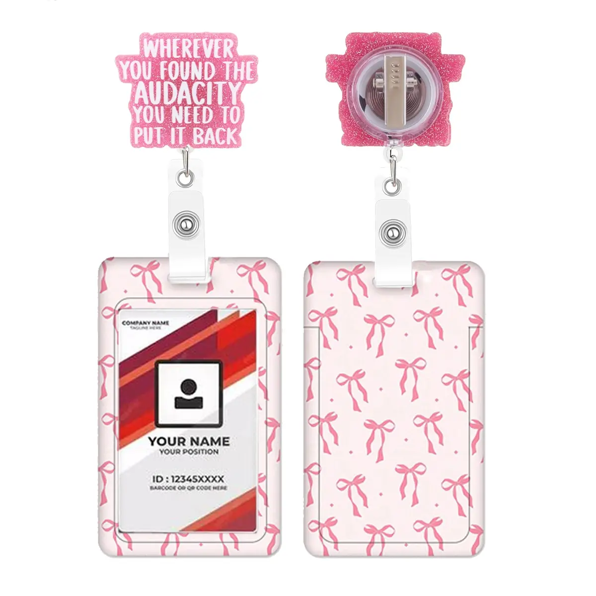 Fun Nurse Badge Reel Set with Retractable Clip, Bow Card Holder, Badge Buddy Nursing, Perfect Gift for Nurses, Rn Lpn Cna Ma Medical Workers Teachers Doctors