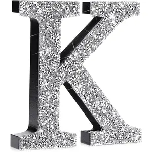 5.7 Inch Crystal Diamond Letters Bling Wooden  Hangable with Hooks Rhinestone Hanging Decorations Craft for Wall Art Bedroom Door Table Ornament Gift