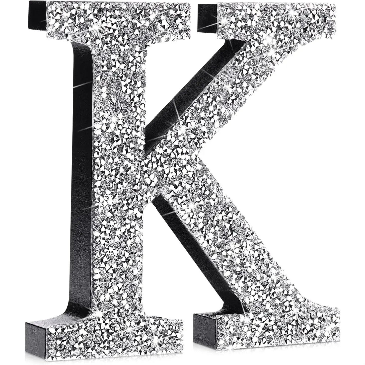 5.7 Inch Crystal Diamond Letters Bling Wooden Hangable with Hooks Rhinestone Hanging Decorations Craft for Wall Art Bedroom Door Table Ornament Gift