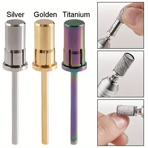 1pc Nail Art Sanding Band Mandrel Bit - Silvery/Golden/Colored Titanium Stainless Steel Grinding Head Shaft, Nail Care Exfoliating Tool for Manicure, Pedicure Dead Skin & Removal