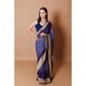 Mohini Blue Pure Bandhej Georgette Saree