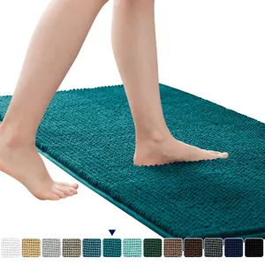 Subrtex Luxury Chenille Bathroom Rug Extra Soft and Absorbent Shaggy Rugs (Blue,20"*32")