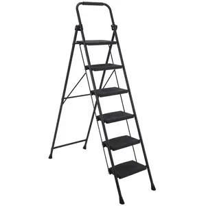 GARVEE Steel Folding Step Ladders: Durable 5 & 6 Step Designs with Anti-Slip Wide Pedals, Safe-Lock Features, and Handrails for Versatile Home and Kitchen Use, Perfect for Multi-Purpose Tasks.