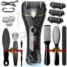 16 in 1 Rechargeable Pedicure Kit,Electric Foot Callus Remover,Waterproof Scrubber Dead Skin Removal Tool with 3 Rollers & 2 Speeds for Feet Care, Battery Display - Black Manicure Nail Cutics Daily footcallusremover nail drill Clear Handle Smooth