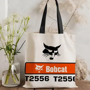 Car Cool B-Bobcat Storage Bags Canvas Double-Sided Print Black and White Tote Bag Large Capacity Shoulder Students Festive Fashion Eco Outdoor Picnic Travel High Quality Shopping Handbag Machine Washable