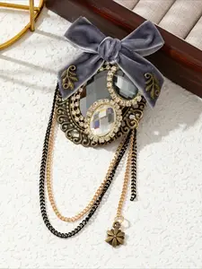 1 Piece of Retro Vintage Baroque Style Bow Chain Tassel Brooch Exquisite Women's Brooch Top Brooch Brooch Chest Flower