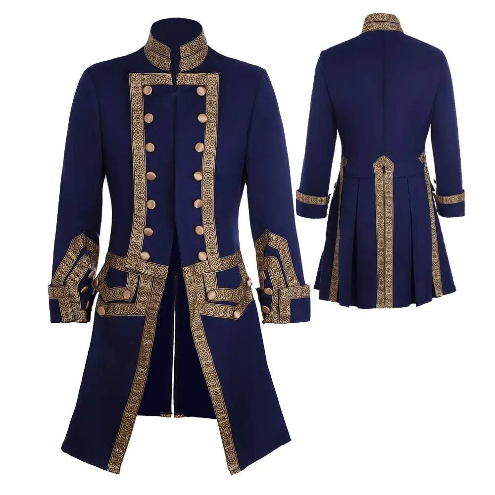 CosplayDiy Mens 18th Century Colonial Military Uniform Tailcoat Costume Medieval Victorian Mens Regency Outfit XXL