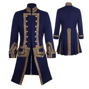 CosplayDiy Mens 18th Century Colonial Military Uniform Tailcoat Costume Medieval Victorian Mens Regency Outfit XXL