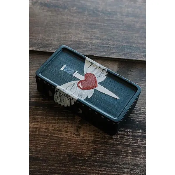Hand Painted Jewelry Box - Heart + Wings