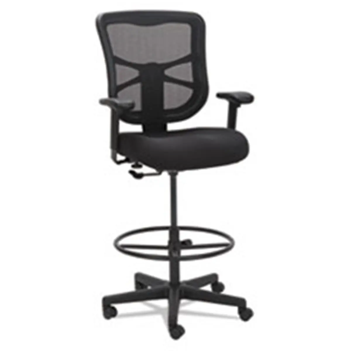 212 MAIN Alera ALE Elusion Series Mesh Office Stool - Black, Adjustable Arms, Contoured Seat, Mesh Back, Pneumatic Height, Waterfall Edge