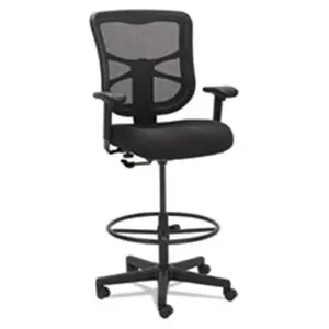 212 MAIN Alera ALE Elusion Series Mesh Office Stool - Black, Adjustable Arms, Contoured Seat, Mesh Back, Pneumatic Height, Waterfall Edge