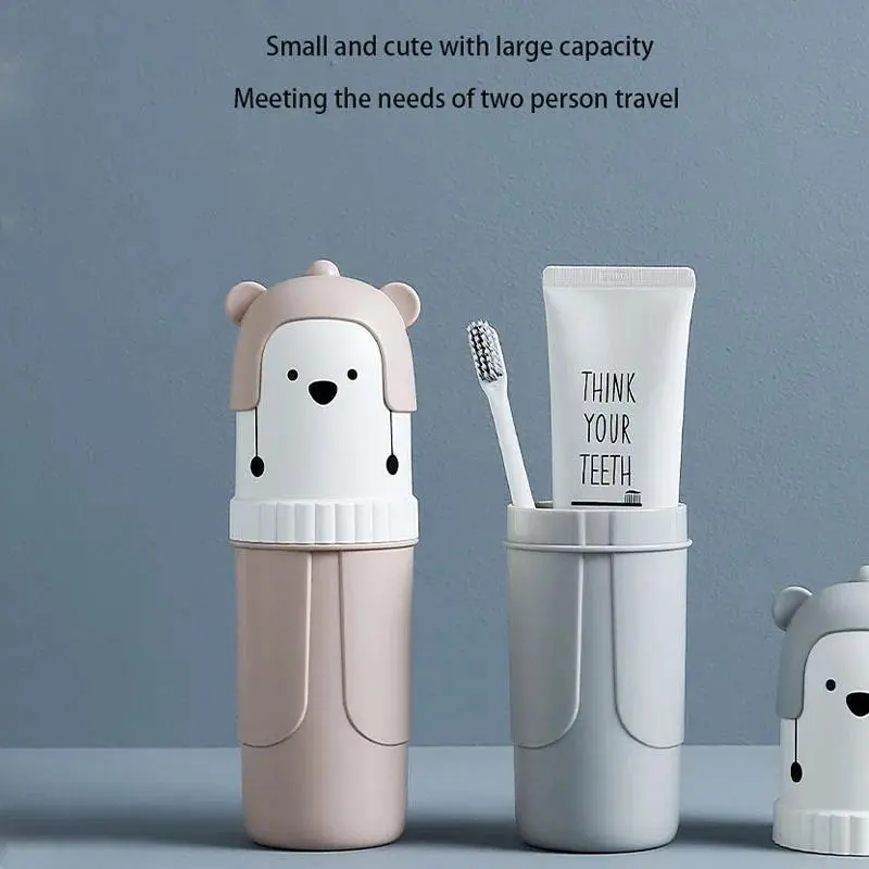 Cartoon Waterproof Light Plastic Travel Toothbrush Organiser - Portable Storage Container for Toothpaste, Mouthwash Cup - Bathroom & Outdoor Supplies