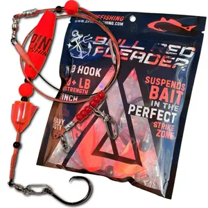 BIG FISH Fleaders - 300LB+ Heavy Duty Floating Leaders with 4X Strong Stainless Steel Hooks + Glow Stick + Rattles - 36 Inches