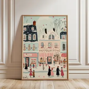 Romantic Valentines Day Print, Cute Couple Art Illustration, Cottagecore Love Wall Art, Printable Aesthetic Decor, Cozy Valentine Home Decoration for Bedroom, Living Room, Gallery Wall Display