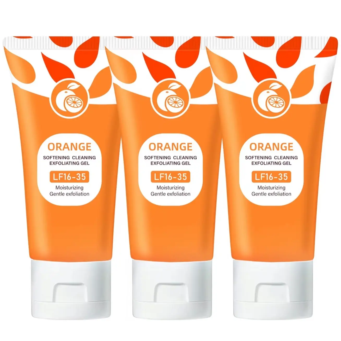 Orange Scented Exfoliator Cleanser, Gentle Hydrating Face Peel Body Care Gel, Moisturizer for Combination & Oily Skin
