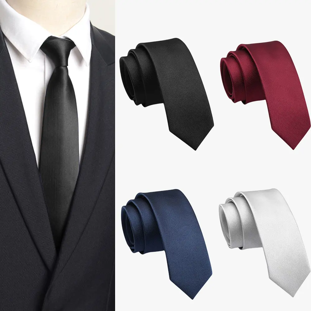 Men's Classic Silk Neckties, 4-Pack Solid Color Slim 2.35" Ties for Formal Business and Weddings, Classic Silk Tie, Plain Ties