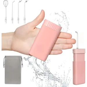 Portable Water Flosser for Teeth,Travel Water Flosser Picks,Mini Cordless Oral Irrigator Rechargeable Power Dental with Telescopic Water Tank, IPX7 Wateroproof for Brace & Sensitive Teeth Care,Pink