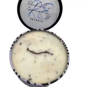 DREAMER HAND POURED SOY CANDLE WITH WOODEN WIC, ROSES, GLITTER