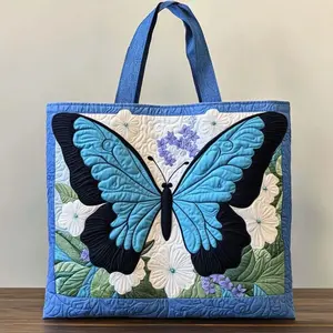 Women's 3D Floral Print Quilted Travel Canvas Tote Bag, Large-Capacity Reusable Shopping & Beach Bag for Daily Travel Use, Quilted Travel Bags
