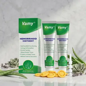 VAMY Organic Natural Hemorrhoid Treatment Cream (1.4 oz) - Aloe-Rich for Sensitive Skin, Soothing Healing Relief, Relieves Pain/Itching/Swelling, Includes Finger Cots for Clean Hygienic Wellness Use