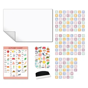 Comix Magnetic Whiteboard Learning Set – Peel & Stick Dry Erase Wall Board with Alphabet Board, Letter & Shape Magnets (Removable)