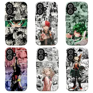 FL-My H3ro Academia Manga Collage Phone Case, Anime Grunge Shonen Aesthetic Shockproof Cover For iPhone 11 12 13 14 15 16 17 Air Pro Max for Samsung S26 S25 S24 S23 S22 S21 Case,Gift for her/him/fans