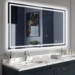 YOLEO 48x32 LED Bathroom Mirror, Led Mirror for Bathroom with Front and Backlit, Lighted Bathroom Vanity Mirror for Wall, Anti-Fog, Dimmable, Memory Function, 3 Colors, Horizontal/Vertical