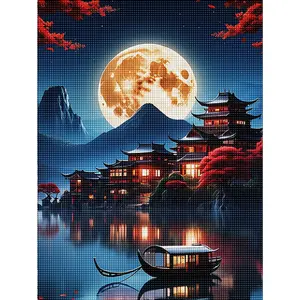Handmade DIY Diamond Painting Kit, Home Wall Decor Art, 35x45cm Full Round Drill Gemstone Painting Set for Adults & Beginners, Diamond Art Tools