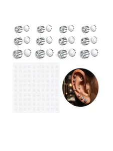 6 Pairs Stainless Steel Faux Crystal CZ Clip On Earrings, Hypoallergenic 3-5mm Magnet Nose Stud, Suitable For Women And Men Diamond Earrings, Includes Pain Relief Stickers