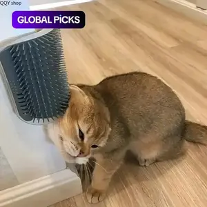 【Summervibes】Pet Corner Grooming Brush, Soft Self Massage Wall Scratcher Brush, Practical Self Grooming Tool, Relaxing Hair Removal Interactive Toy, Ideal Daily Relaxation Accessory for Indoor Cats and Small Dogs at Home