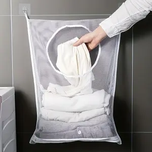 1pc Toilet Bathroom Wall Hanging Dirty Laundry Basket, Change Clothes Storage Bag, Dirty Clothes Seat Storage Mesh Bag, Dormitory Home Storage Hanging Bag