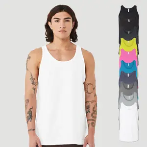 Bella + Canvas Unisex CVC Tank Tops, Multi Pack Heather Sleeveless Jersey Tees for Women & Mens, Bulk Cotton / Polyester Rounded Neck Undershirts - 10 Different Colors