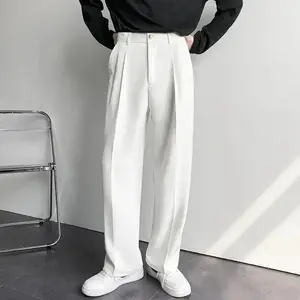 2025 New Men Straight Pants Fashion Korean Loose Suit Trousers Casual Draped Baggy White Wide Pant Male StreetwearRAIMENTRY