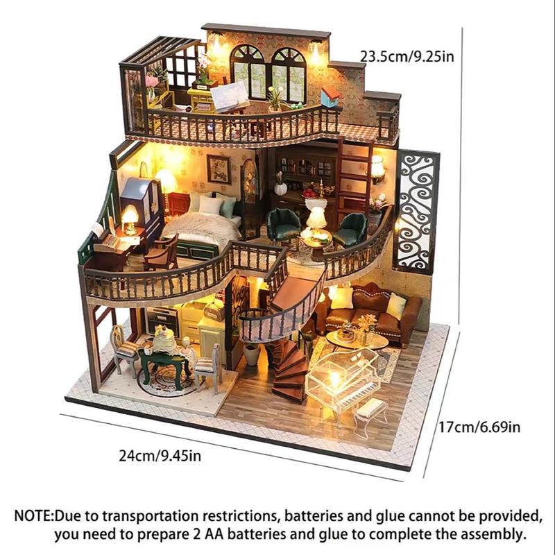 DIY Miniature House Kit, Tiny Home Kit with LED Light, Mini House Build Craft Kits for Adults and Teens, Home Decor Creative Gift for Family/Friends (Dream Building Pavilion)