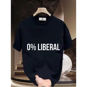 180g Premium '0% LIBERAL' T-Shirt for Men - Perfect for Family Gatherings & Office Events| Trendy Graphic Tee for Patriotic Gifts & Casual Outfits