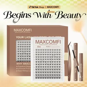 MaxComfi Eos Cluster Lashes - Ghost Lashes Vibe, Long-Lasting, Waterproof, Super Soft & Thin Band, Secret Style Venus Velure, Natural Daily Volume, Beginner-Friendly DIY Makeup for Flawless Voluminous Look, Beginner-Friendly Diy Lashes Summervibes