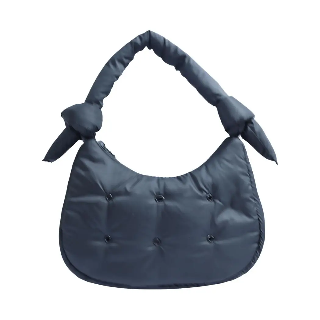 MINISO Aurora Style Puffer Shoulder Bag, Quilted Cloud Purse with DIY Charm Holes, Soft Padded Tote Bag, Cute Mini Handbag for Women, Trendy Everyday Fashion Bag
