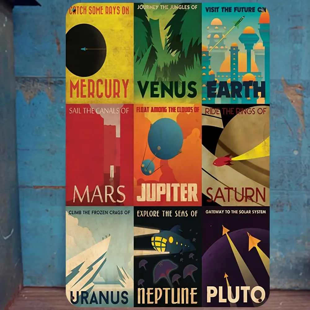 Space Exploration Vintage Metal Poster - Astrophysics, Cosmology, Planetary Science Educational Wall Art for Indoor/Outdoor, Classroom, Home Decor - High-Quality Iron Material