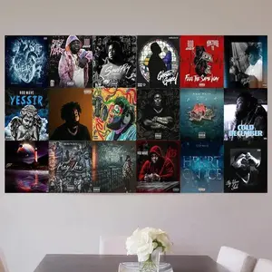 Rod Wave Album Collage Tapestry Flag,  Indoor/Outdoor Wall Hanging Poster for Bedroom Decor, Banner