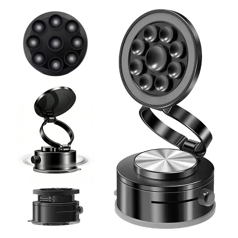 Magnetic Suction Cup Car Phone Holder - Secure Smartphone Mount, Folding Design Vacuum Suction Holder, Easy Setup Dashboard Accessory for Cars and Gym Use, Universal for All Smartphones
