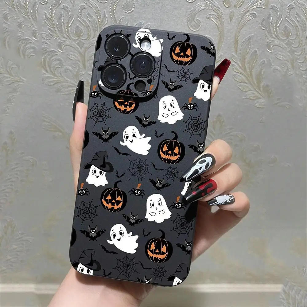 Phone Case, Cute Halloween Ghost Pattern Phone Case, Decorative Phone Protector Cover Compatible with iPhone 11 12 13 14 15 Pro Max, Halloween Decor