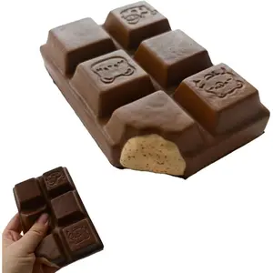 Realistic Chocolate Bar Squishy Slow Rising PU Foam Squeeze Toy, Sweet Scented Fake Food Fidget for Stress Relief, Kawaii Desk Decor Funny Prank Gift for Adults (Chocolate)