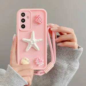 Phone case - Casual Beach Style - 3D Sea Star - Coral - Sandal - Shell - DIY Fun - Phone case + Hanger with iPhone 17 Pro Max, Air 16, 15, 14, 13, 12 Pro Max Plus - Thick Anti-Drop Phone Case For 17 Pro Max