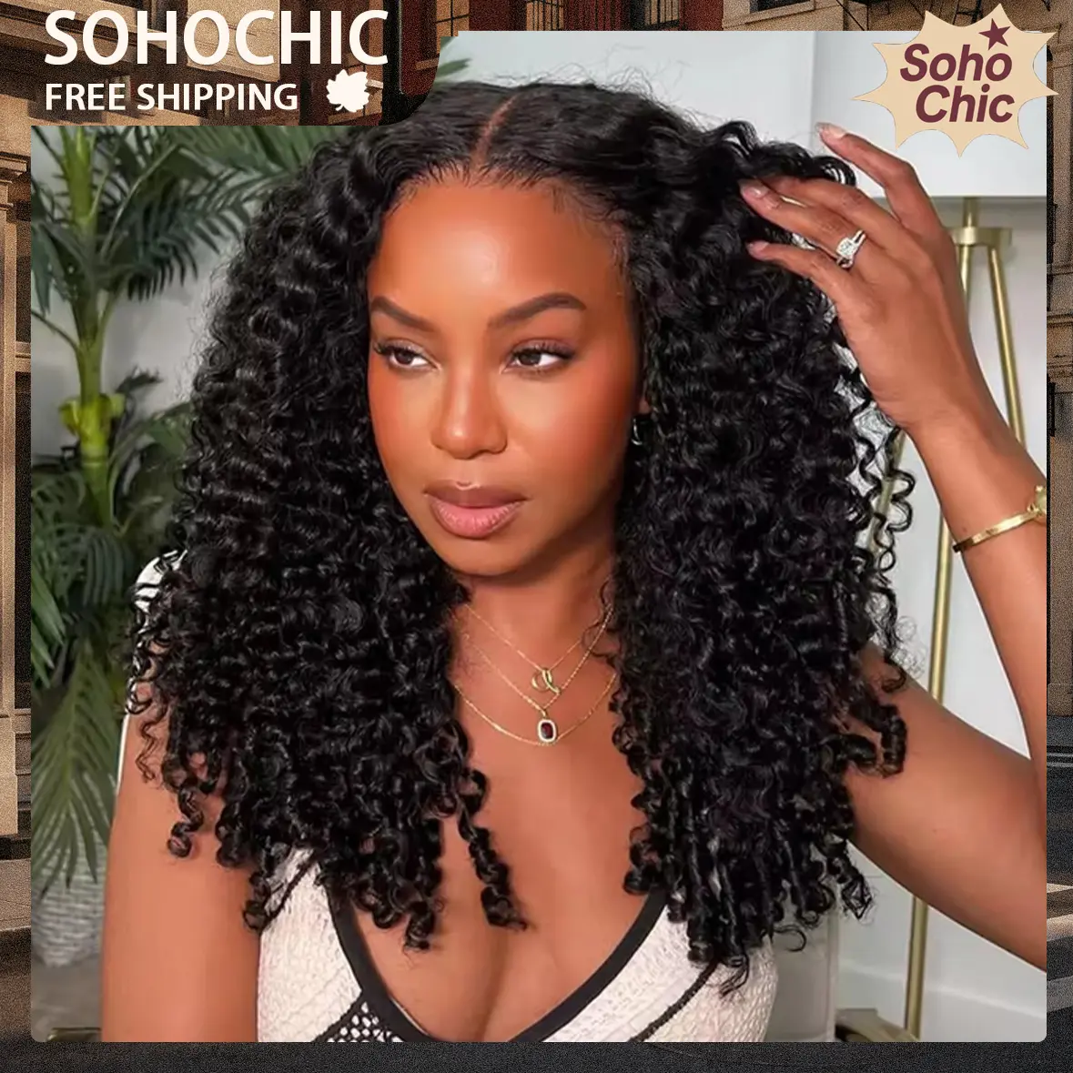 【26“ only $130】Mamushow 3 in 1 Half Wig Burmese Curly 100% Human Virgin Hair Seamless Flip Over Beginner Friendly Glueless Wear & Go Drawstring Clip in Wig Black Color 14-26 Inch 200% Density #SohoChic