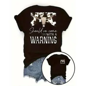 Women'S Short Sleeved Shirt, Western Dairy Cow Design, Holiday Short Sleeved T-Shirt, Pure Cotton Double-Sided Printed Round Tshirt Neck Short Sleeved T-Shirt, Fashionable Single Piece Casual Womenswear Style