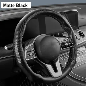 Carbon Fiber Car Steering Wheel Cover, Non-Slip Vehicle Steering Wheel Cover Universal Fit for 14.5-15 Inch, Comfortable Auto Interior Protector Decoration Accessories